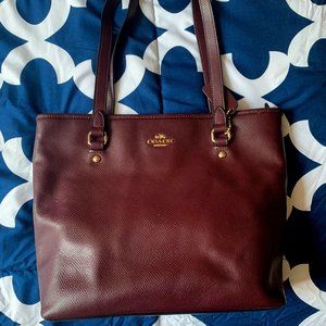 COACH Burgundy Tote Zip Bag